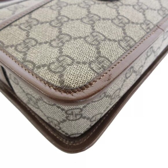 Auth GUCCI GG Supreme Crossbody Shoulder Bag Beige / brown PVC/leather - Picture 8 of 12
